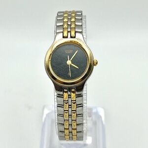 Citizen Vintage Petite Round Black Silver and Gold tones Ladies Watch Working